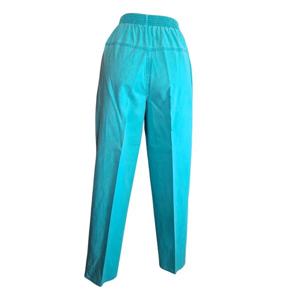 VTG 80's THAT'S ME! Women's Turquoise Pants SZ 7/8 USA High Waist Seamed Tapered - Picture 2 of 11